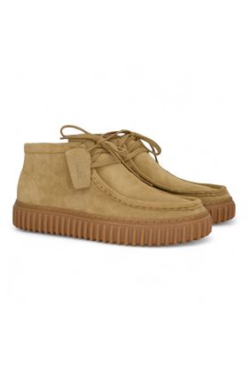 Polacco uomo in camoscio colore sabbia. CLARKS | TORHILL HI U-DARK SAND SUEDE